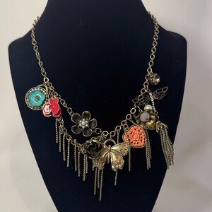 Lucky Brand Gold Necklace with Colorful Charms